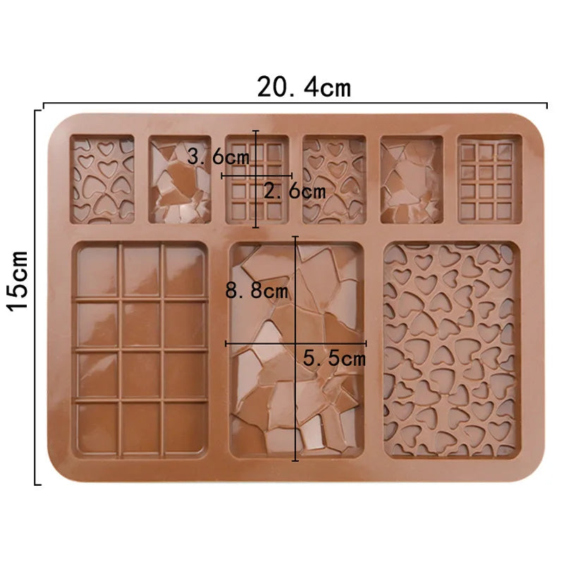 Food Grade 9-Cavity Break-Apart Silicone Chocolate Mould - Non-Stick Protein and Energy Bar Mould