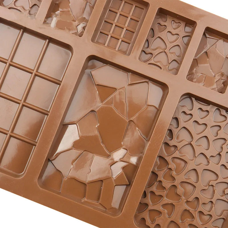Food Grade 9-Cavity Break-Apart Silicone Chocolate Mould - Non-Stick Protein and Energy Bar Mould