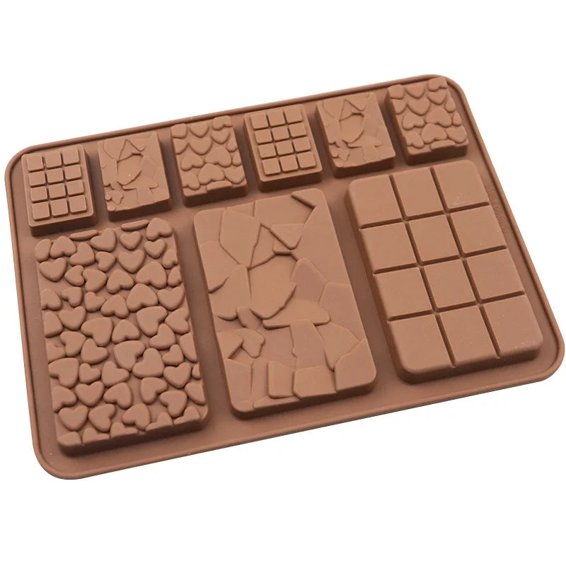 Food Grade 9-Cavity Break-Apart Silicone Chocolate Mould - Non-Stick Protein and Energy Bar Mould