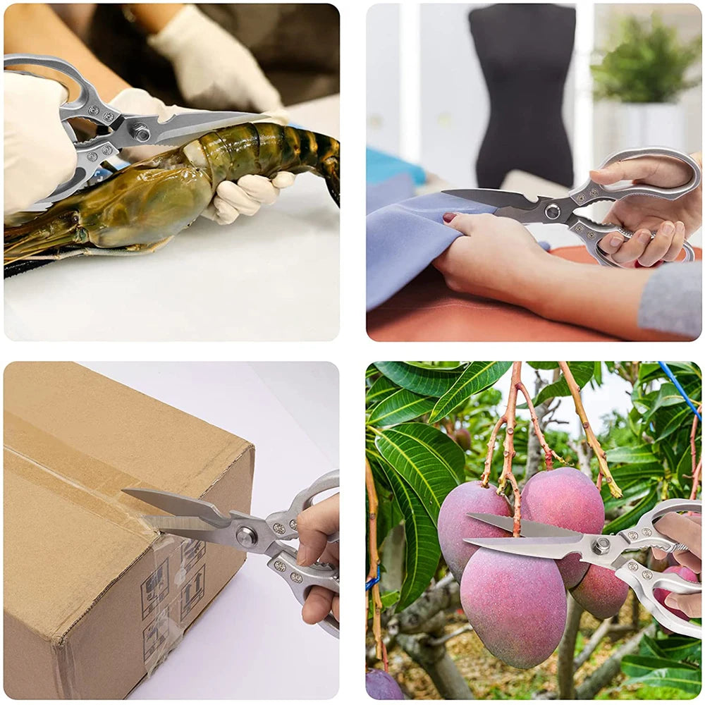 Stainless Steel Multi-Function Kitchen Scissors - Sharp Food Shears for Chicken, Vegetables, and More