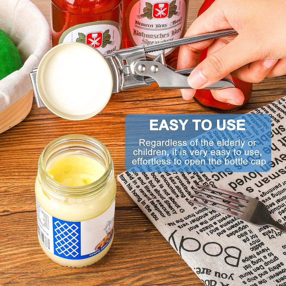 Adjustable Stainless Steel Gripper Can & Jar Opener - Multifunctional Manual Lid Opener for Bottles and Jars