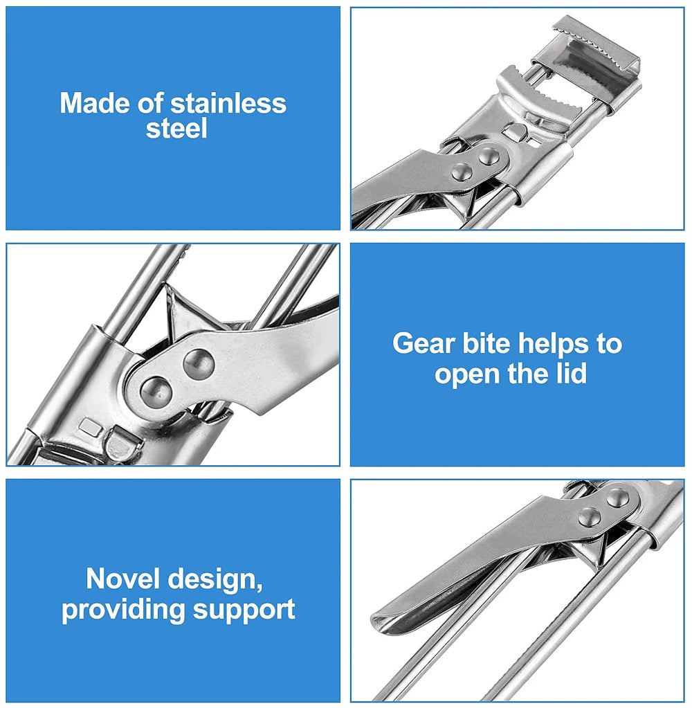 Adjustable Stainless Steel Gripper Can & Jar Opener - Multifunctional Manual Lid Opener for Bottles and Jars