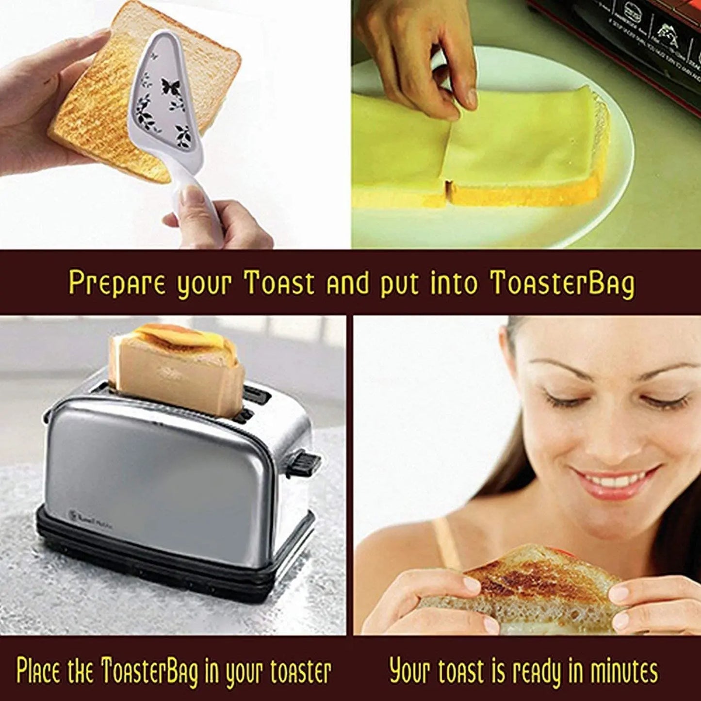 Reusable Non-Stick Toastie Bags - 3-Pack for Perfect Toasted Sandwiches and More