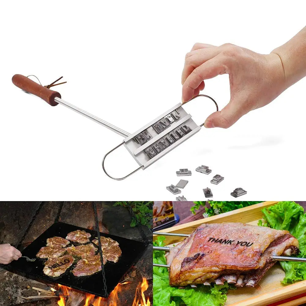 GrillMaster Steak Stamp - Personalize Your BBQ with Changeable Letters  Product Specifications: