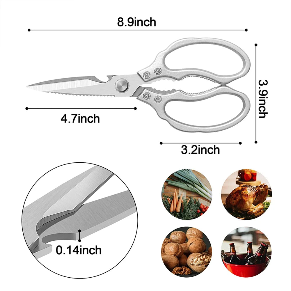 Stainless Steel Multi-Function Kitchen Scissors - Sharp Food Shears for Chicken, Vegetables, and More