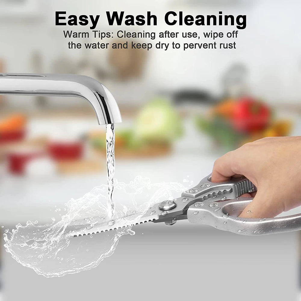 Stainless Steel Multi-Function Kitchen Scissors - Sharp Food Shears for Chicken, Vegetables, and More