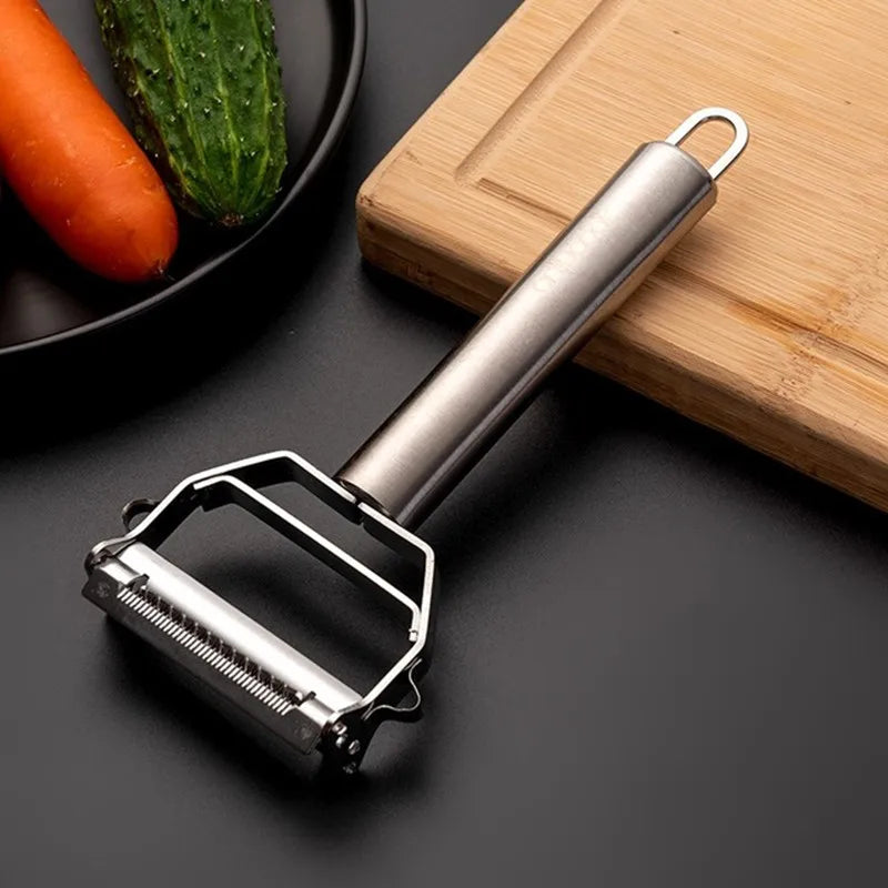 Multifunctional Stainless Steel Vegetable and Fruit Peeler - Durable Double-Head Potato Slicer and Shredder