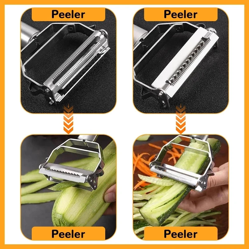 Multifunctional Stainless Steel Vegetable and Fruit Peeler - Durable Double-Head Potato Slicer and Shredder