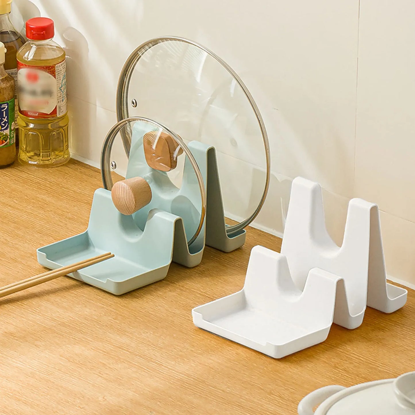 Multifunctional Pot Lid and Spoon Holder - Space-Saving Kitchen Organizer with Dual U-Shaped Racks