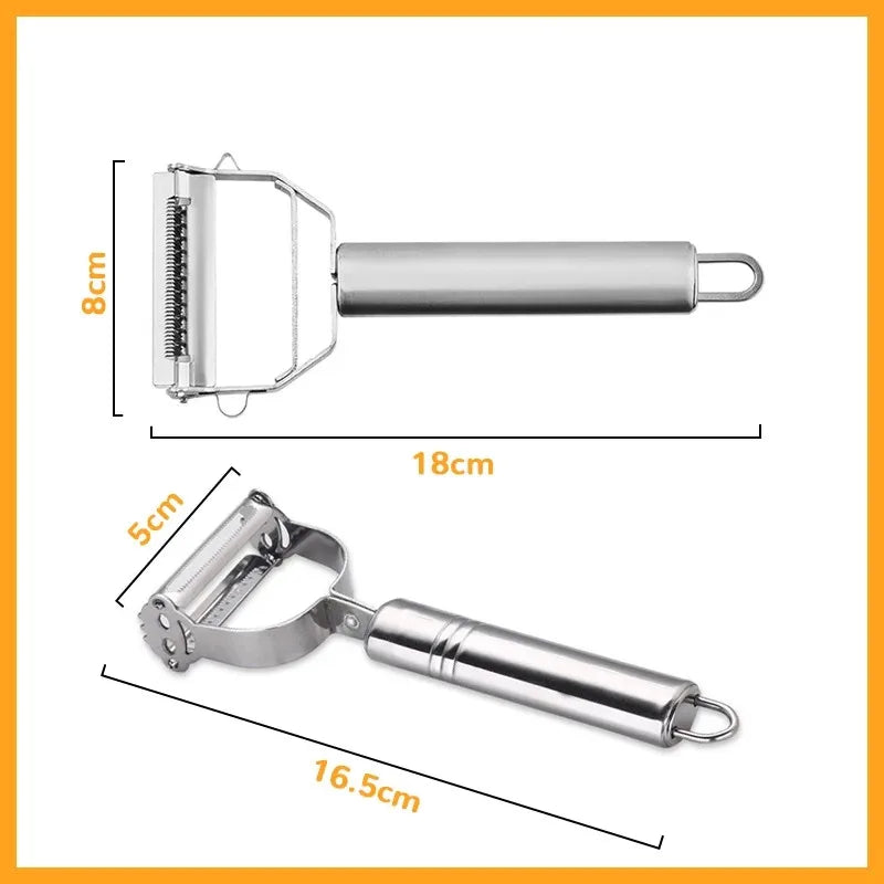 Multifunctional Stainless Steel Vegetable and Fruit Peeler - Durable Double-Head Potato Slicer and Shredder