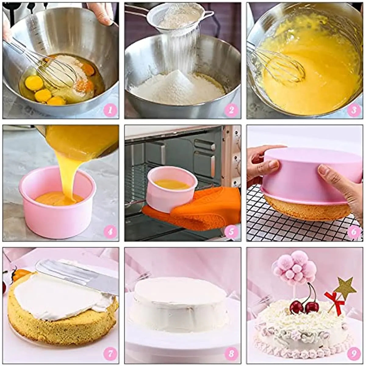 Silicone Round Cake Moulds - 4, 6, 8, 10 Inch Sizes - Perfect for Baking, Mousse, Fondant, Pastry, Dessert, and Jelly