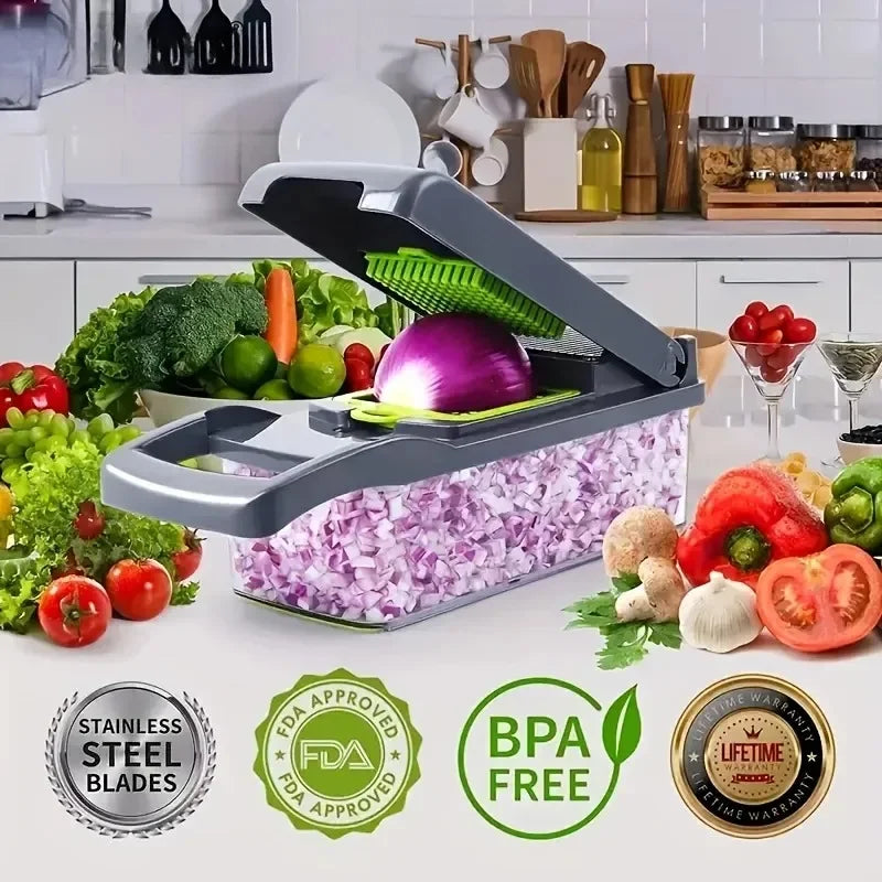 VeggiePro 16-in-1 Multifunctional Chopper - Slicer, Dicer, Grater, and Cutter