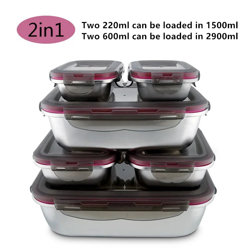 304 Stainless Steel Leakproof Bento Lunch Box - Durable Travel & Storage Container