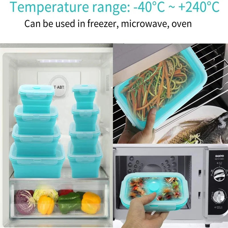 4-Piece Collapsible Silicone Food Storage Containers - Versatile Lunch and Pantry Solutions