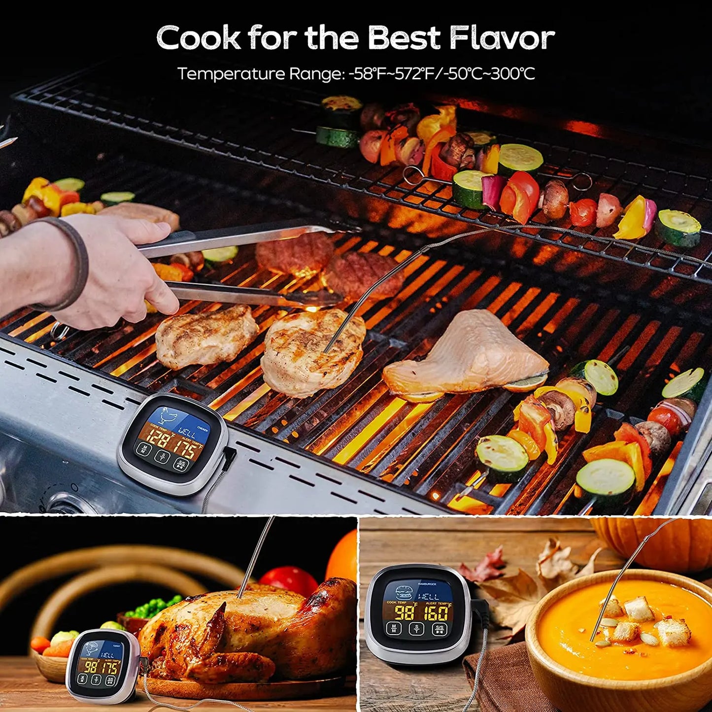ProCook Digital Meat Thermometer - Waterproof Stainless Steel Probe for Oven, BBQ, and Cooking
