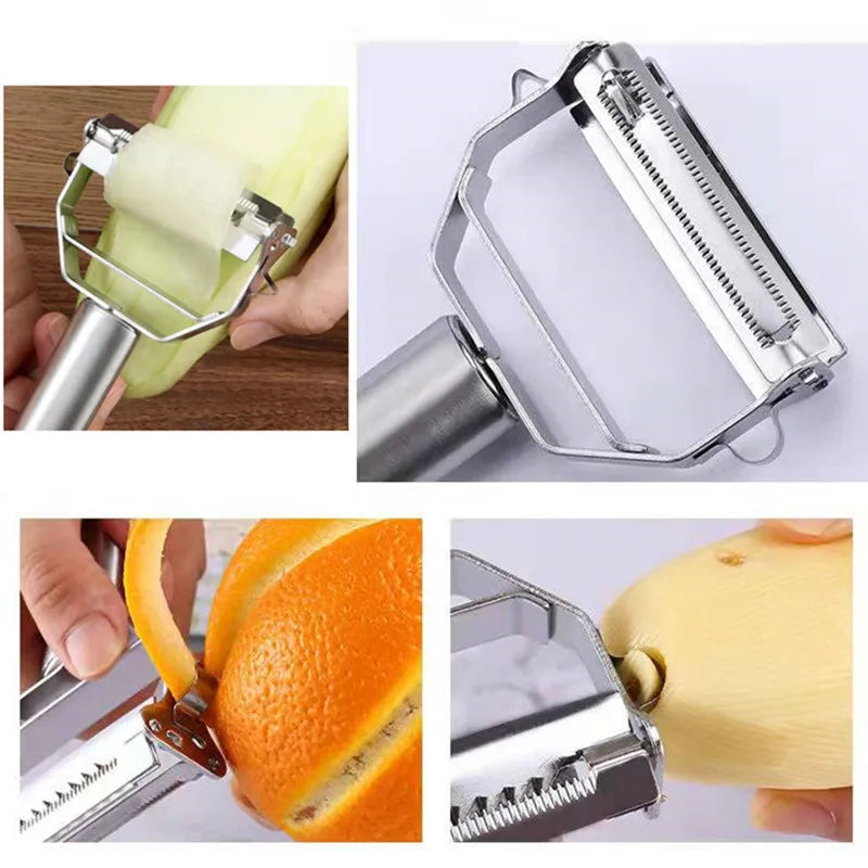 Multifunctional Stainless Steel Vegetable and Fruit Peeler - Durable Double-Head Potato Slicer and Shredder